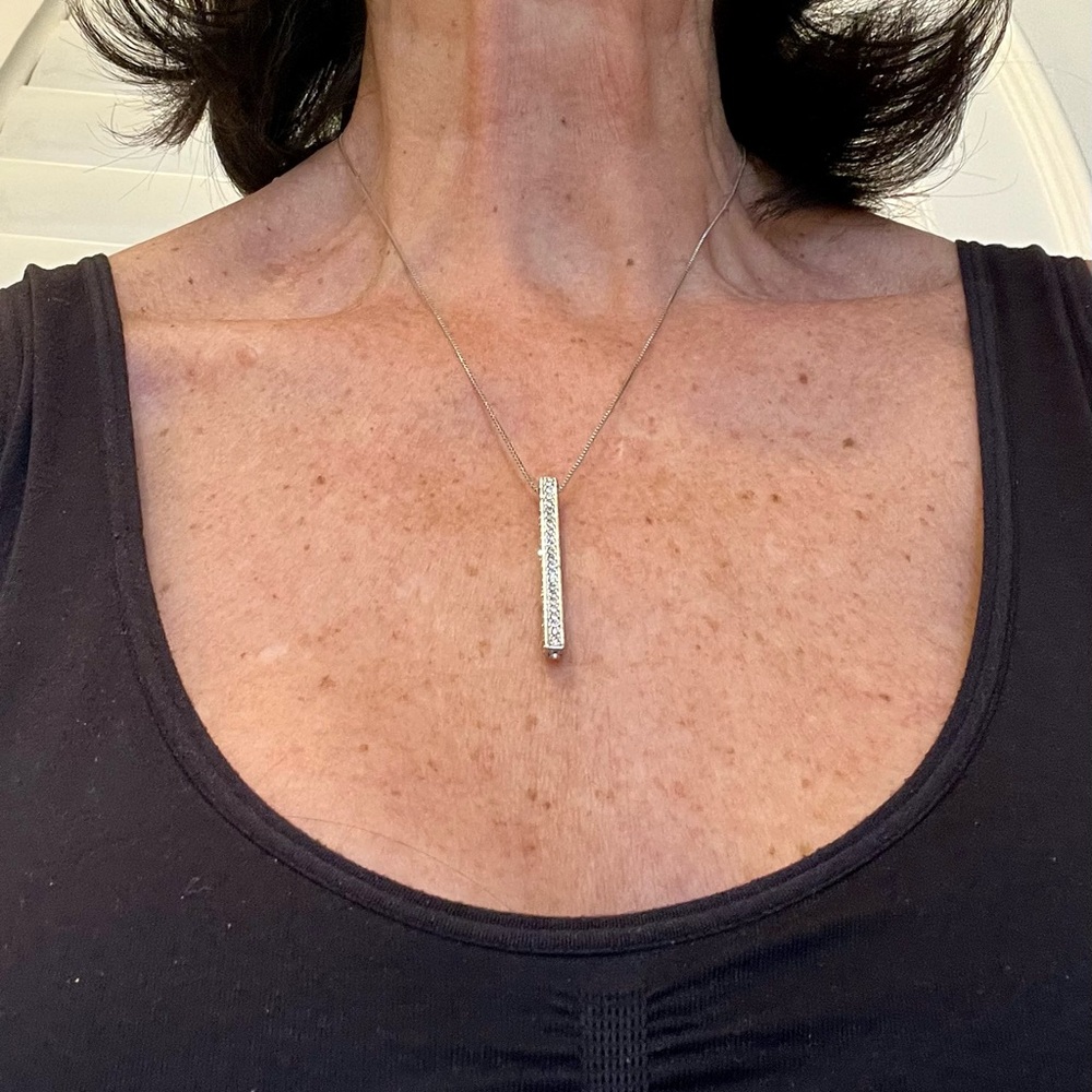 Bar Pendant Necklace - Silver plated chain